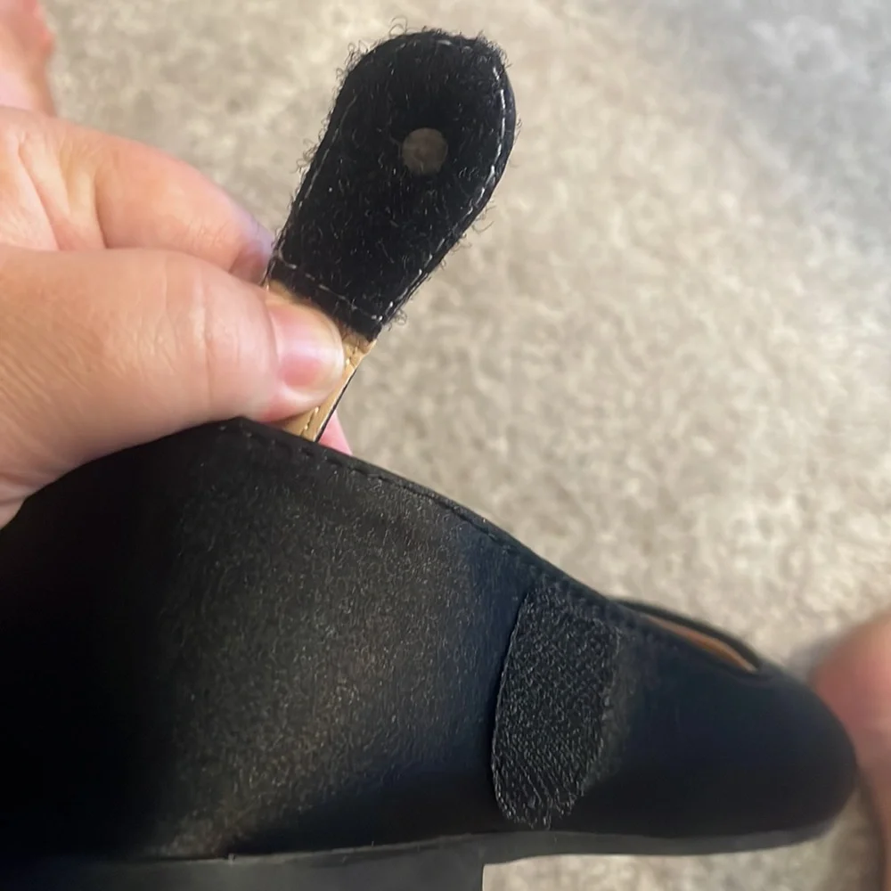 Funky monkey black satin shoes ballet flats with pearls size 1